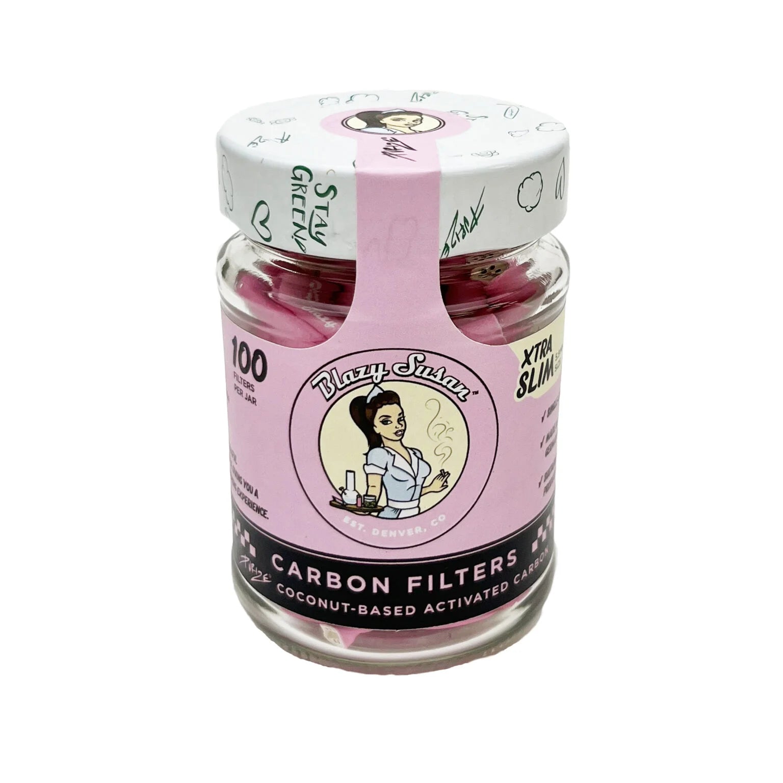 Blazy Susan Filters | Pink Xtra Slim | 100ct Jar