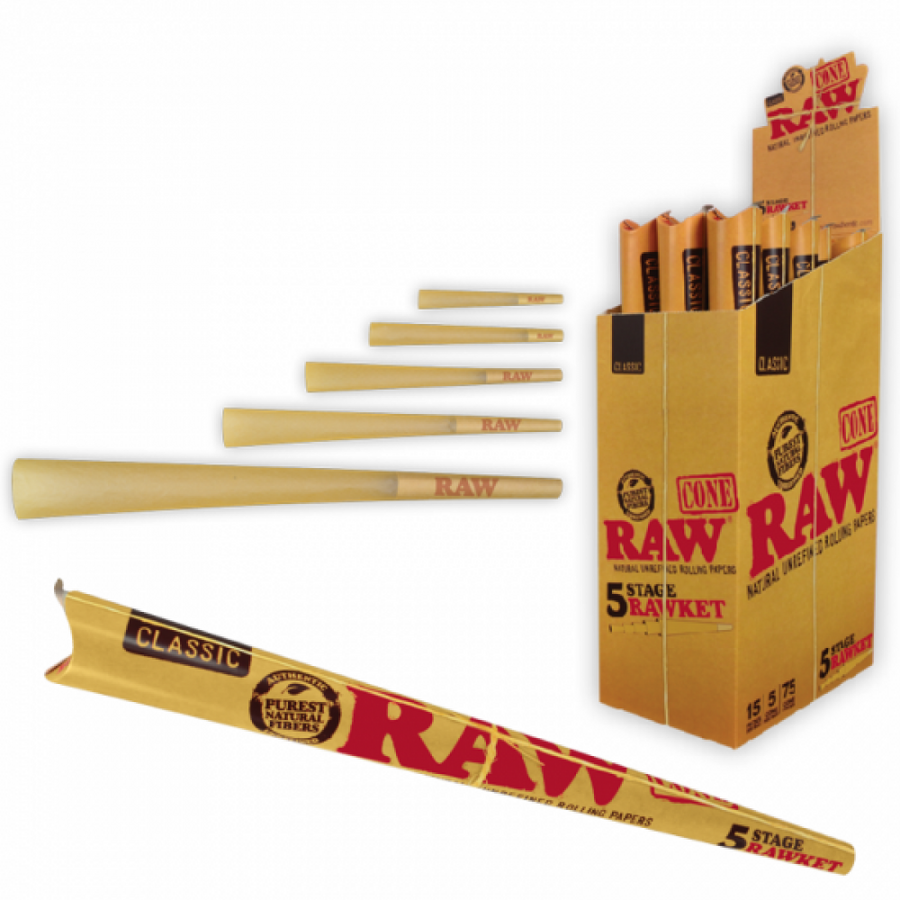 Raw Classic Cone 5 Stage Rawket 15ct Box